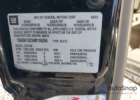 2004 GMC Yukon Sle из США, поврежденный, VIN 1GKEK13Z34R136256